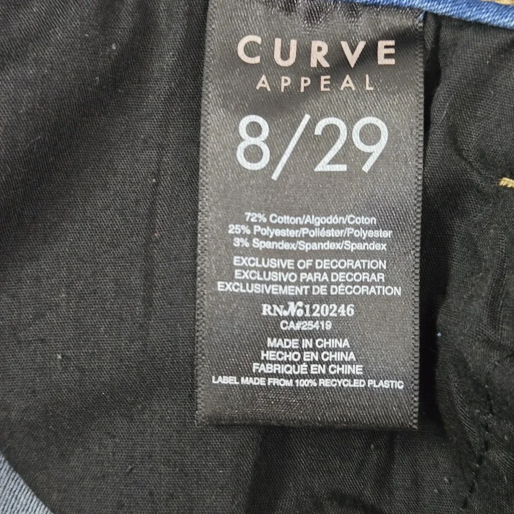 Curve Appeal Women Jeans 8 Blue Denim Capri Mid Rise Medium Wash 20" Inseam - Picture 4 of 11